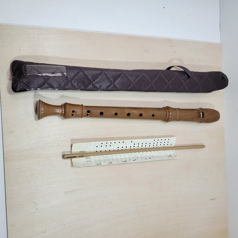 Renaissance Recorder Baroque Type Wood Wind Instrument with Case and Chart - Picture 1 of 9